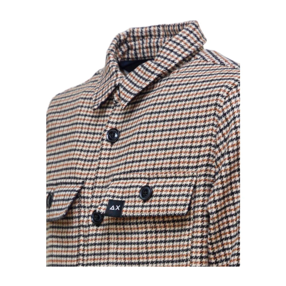 Sun68 Tartan Overshirt met Borstzak Beige Heren