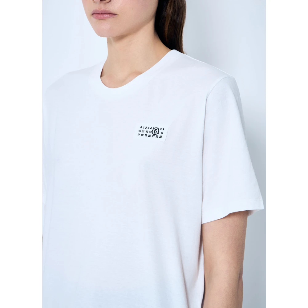 MM6 Maison Margiela Logo Patch Crewneck T-shirt White Dames