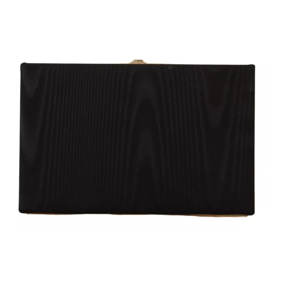 Dolce & Gabbana Zijden Gouden Frame Avondfeest Clutch Black Dames