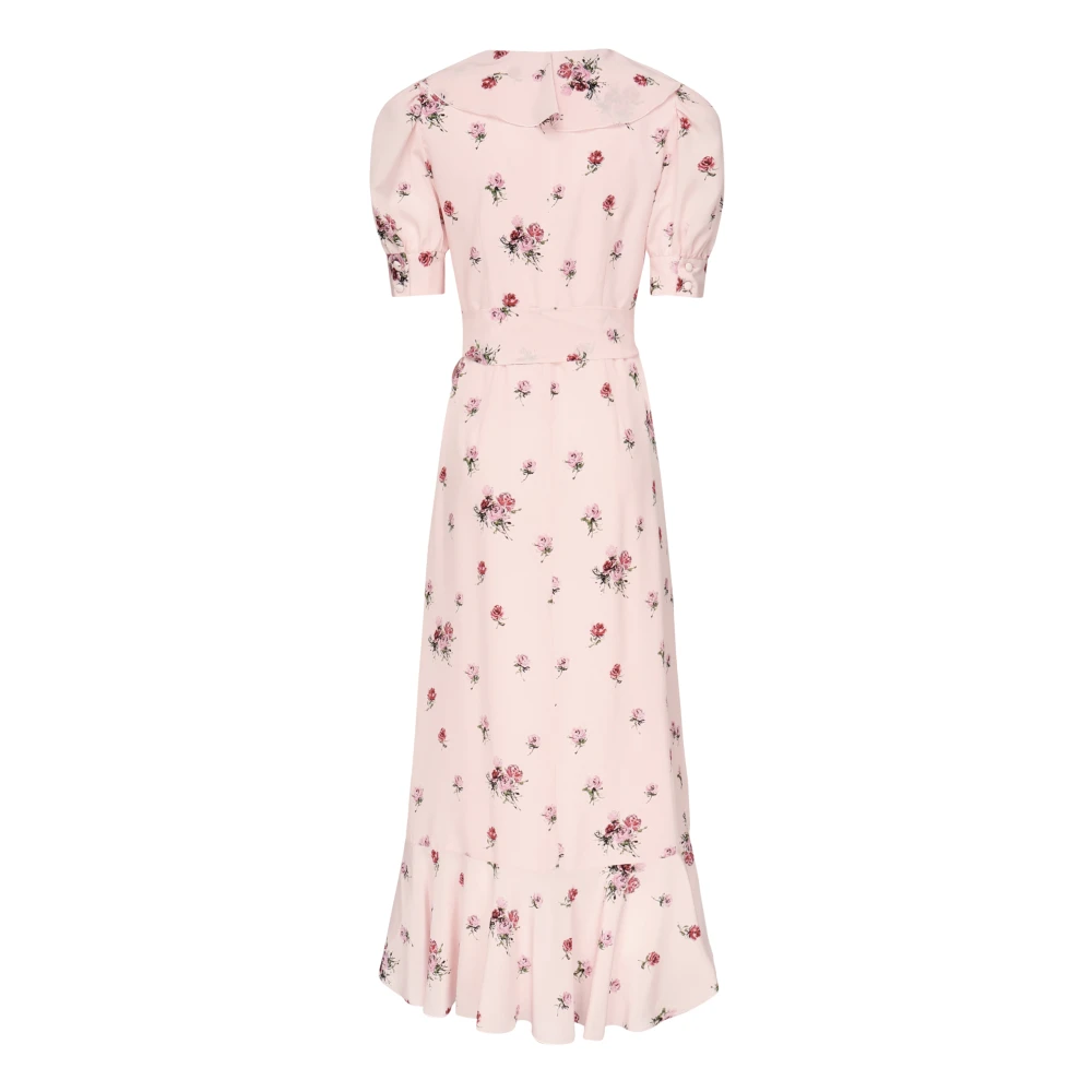 Alessandra Rich Rozenprint Zijden Omslagjurk met Riem Multicolor Dames