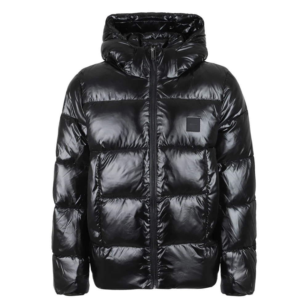 Calvin Klein Zwarte Gewatteerde Hooded Puffer Jas Black Heren