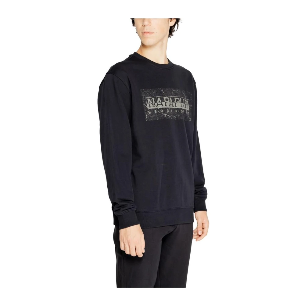 Napapijri Zwarte Katoenmix Sweater Mannen Herfst Winter Black Heren