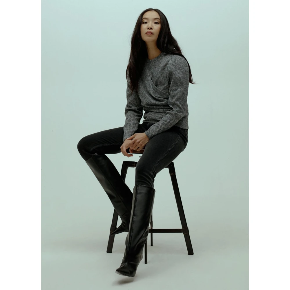 Homage High Waist Slim Fit Jeans Carrie Black Dames