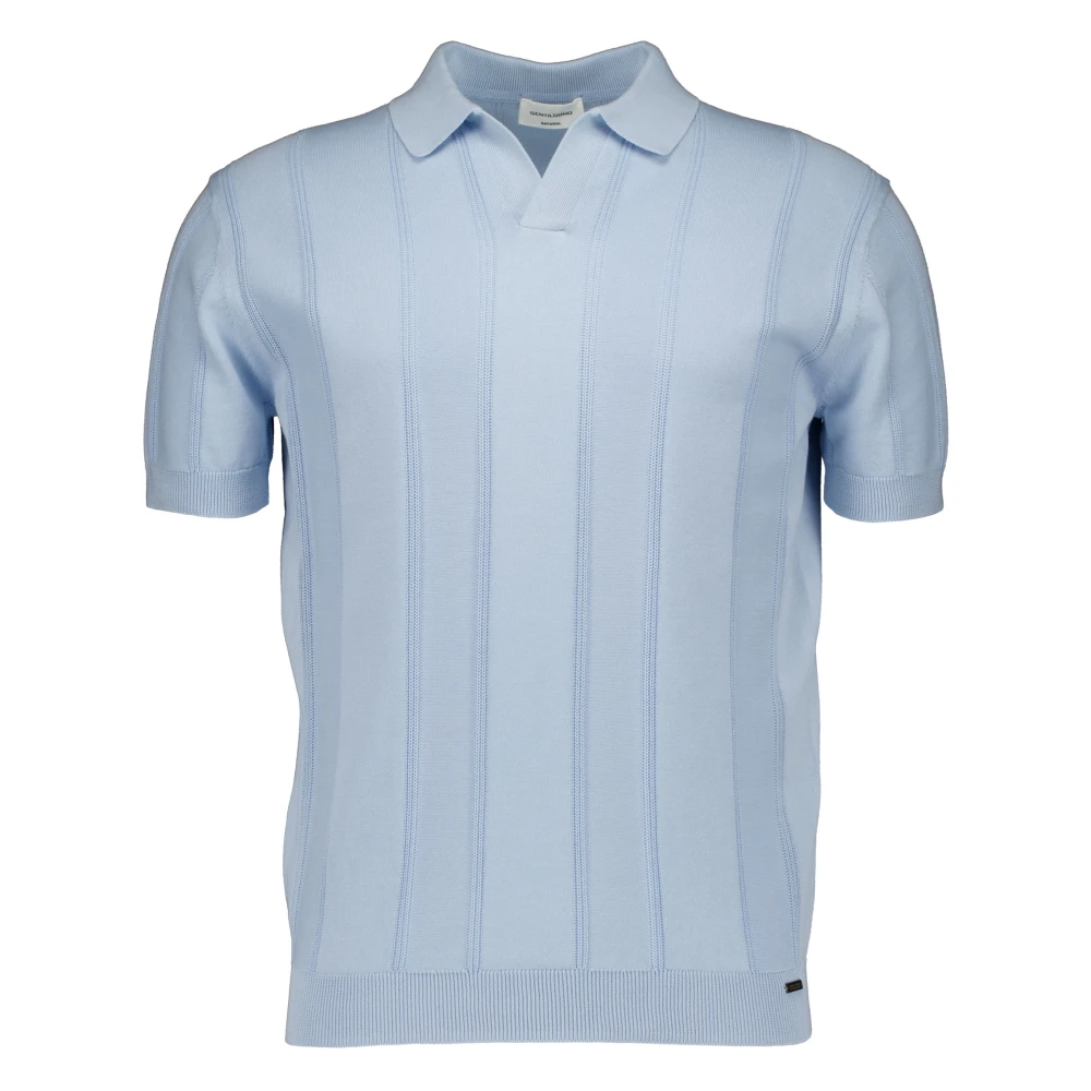 Gentiluomo Blå Polo No Buttons Ss