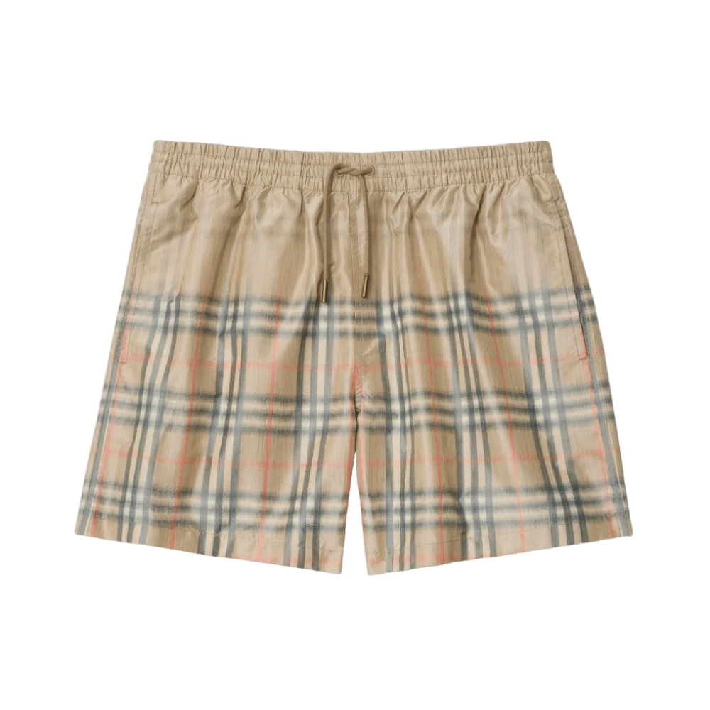 Burberry Men's Beige Archival Check Reimagined Swimming Shorts - Beachwear - L - Swimwear