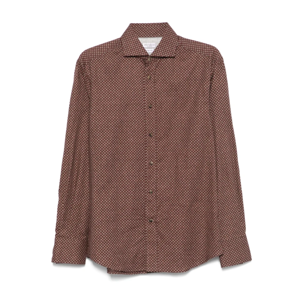 BRUNELLO CUCINELLI Koraalrode overhemden Tote tas Red Heren