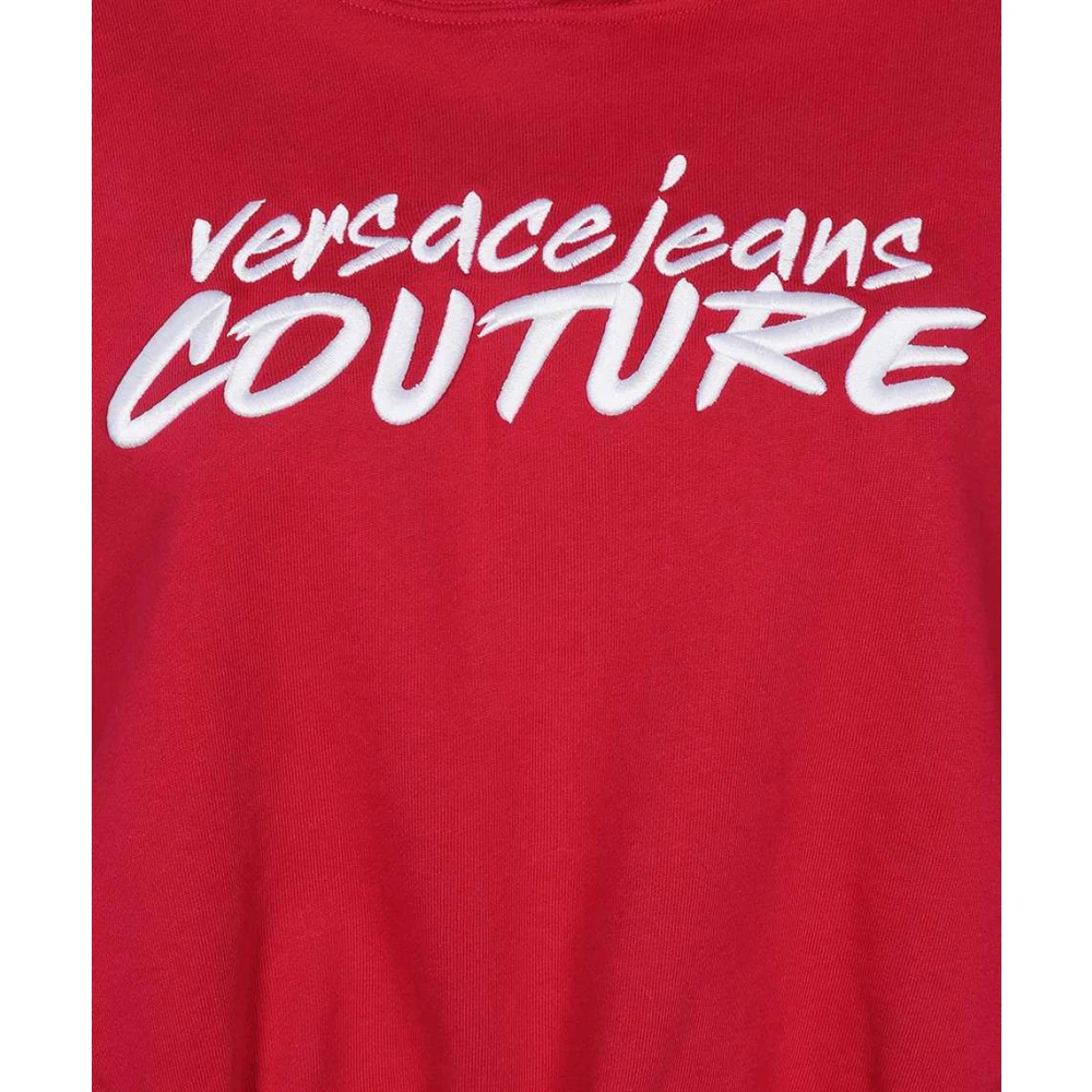 Versace Jeans Couture Geborduurde katoenen hoodie Red Dames