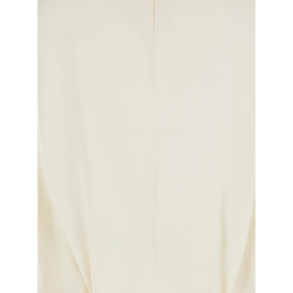 Semicouture Witte Zijde Blend V-hals Top met Gedrapeerde Mouwen White Dames