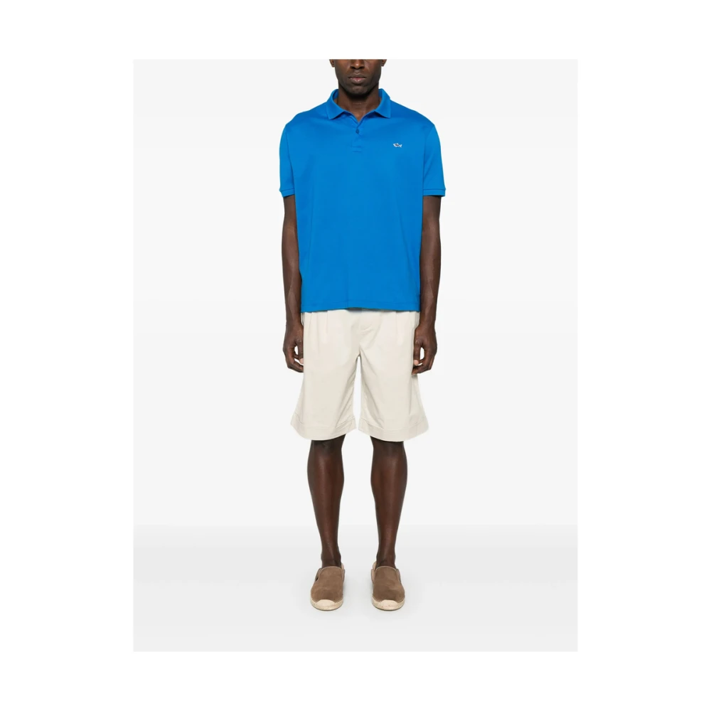 PAUL & SHARK Azuurblauwe Ribtrui met Logopatch Blue Heren