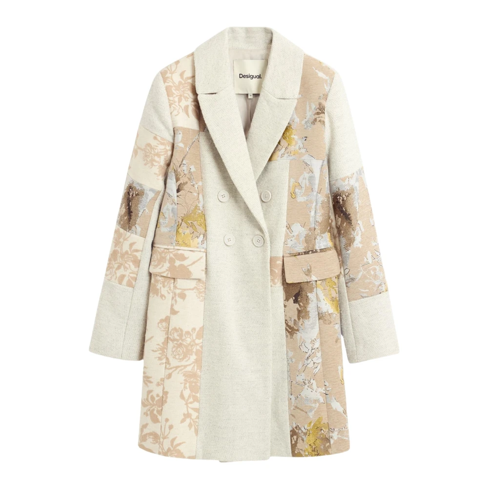 Desigual , Double-Breasted Coats, Female, Beige, M, Coat_joya