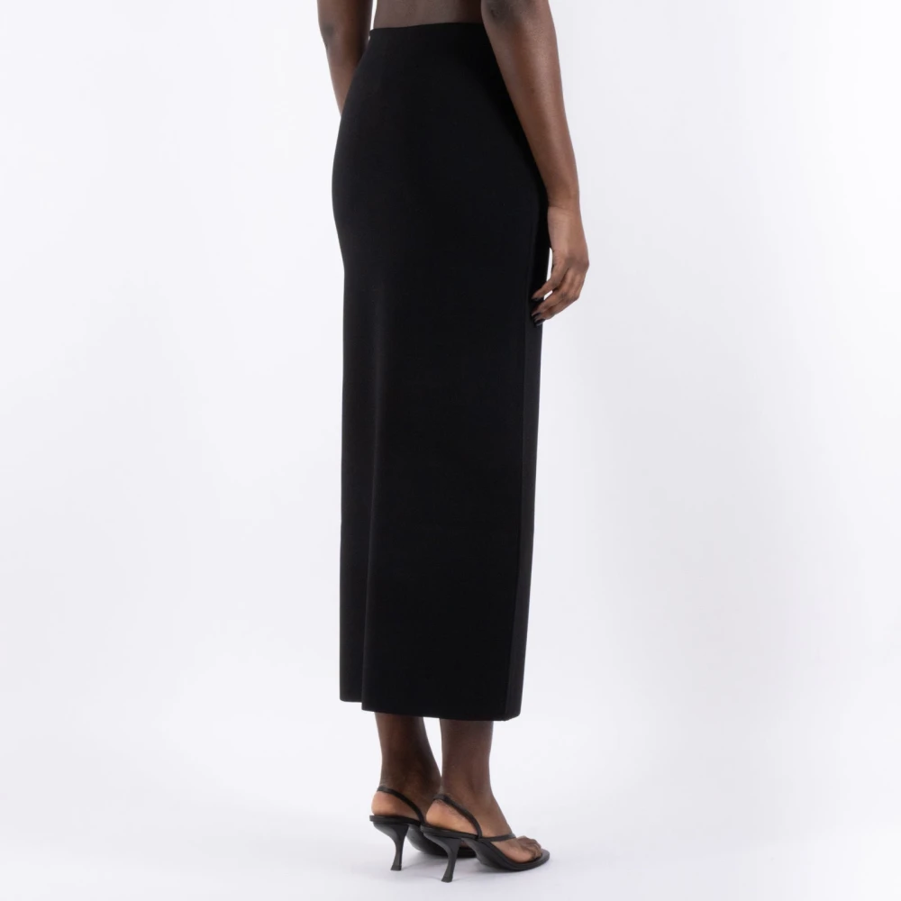 Max Mara Zwarte Midi Rok met Details Black Dames