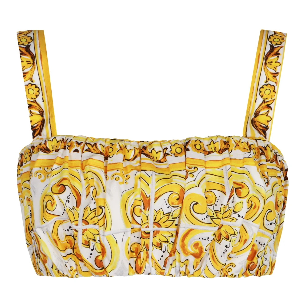 Dolce & Gabbana Maiolica All Over Print Katoenen Top Multicolor Dames