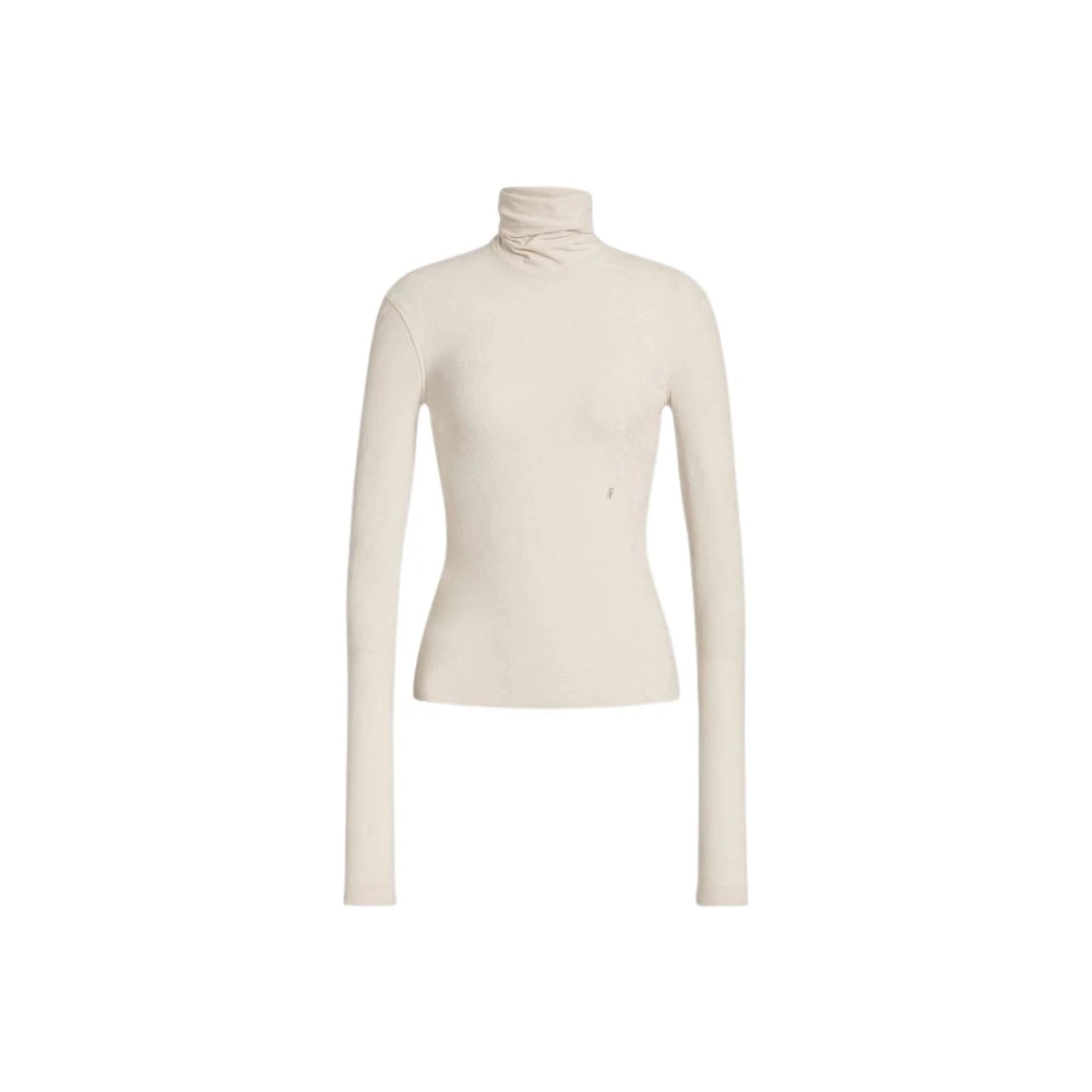Alberta Ferretti Beige Turtlenecks, Female, S, Stretch Velvet Turtleneck Top