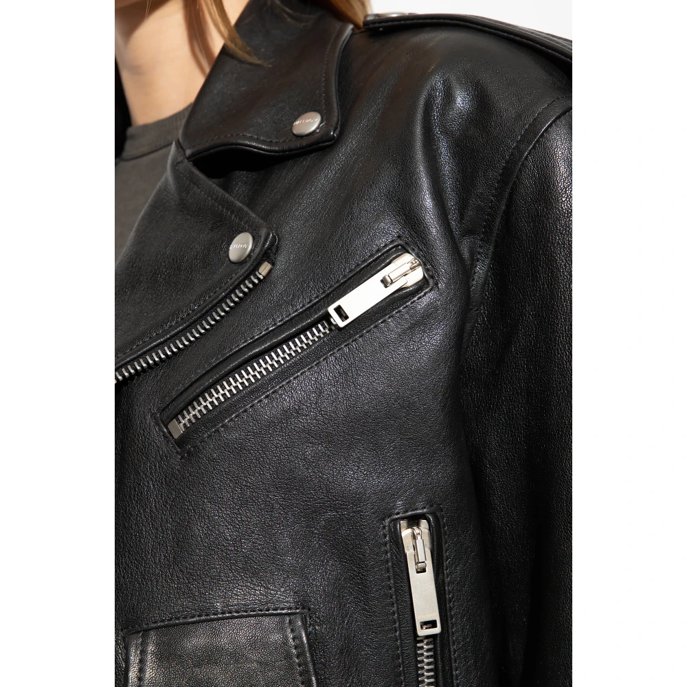 Halfboy Geknipte leren jas Black Dames