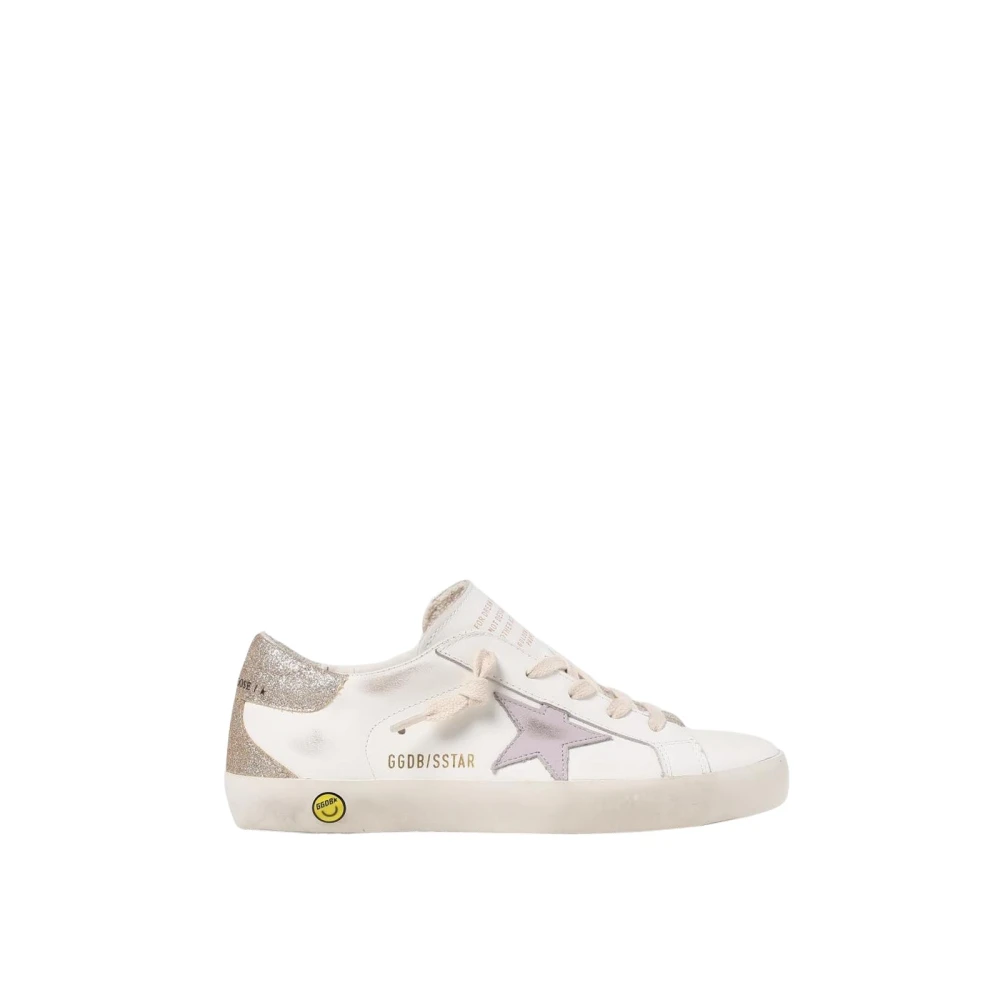 Golden Goose Unisex Kids White Sneakers,, Glitter Heel Kids Trainers Size 19 Eu