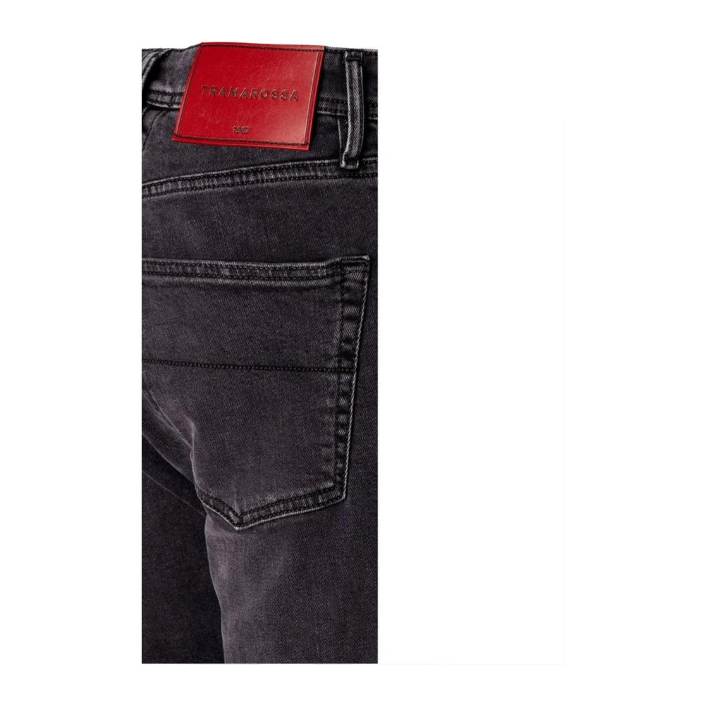 Tramarossa Zwarte Katoenen Jeans met Verwijderbare Initialen Black Heren