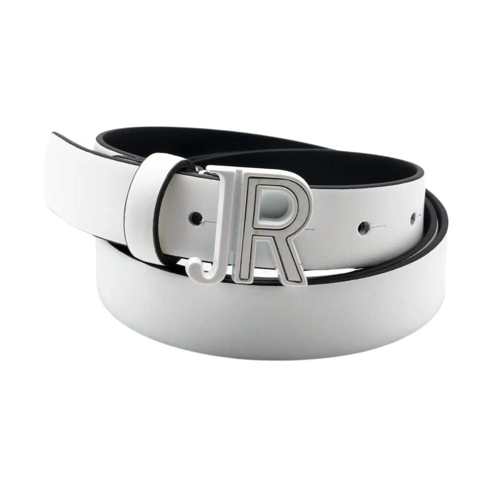 John Richmond Witte Leren Riem Gladde Textuur White Dames