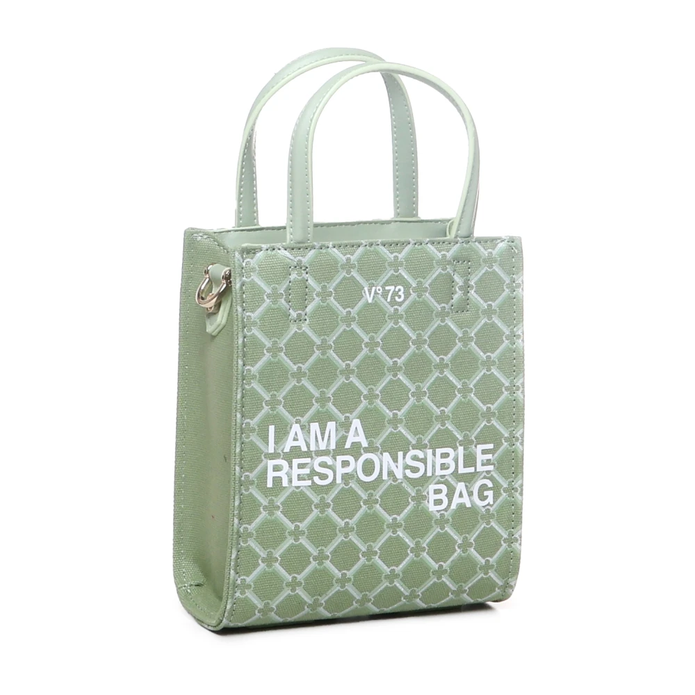 V73 Geometrische Print Eco-Vriendelijke Tas met Rits Green Dames