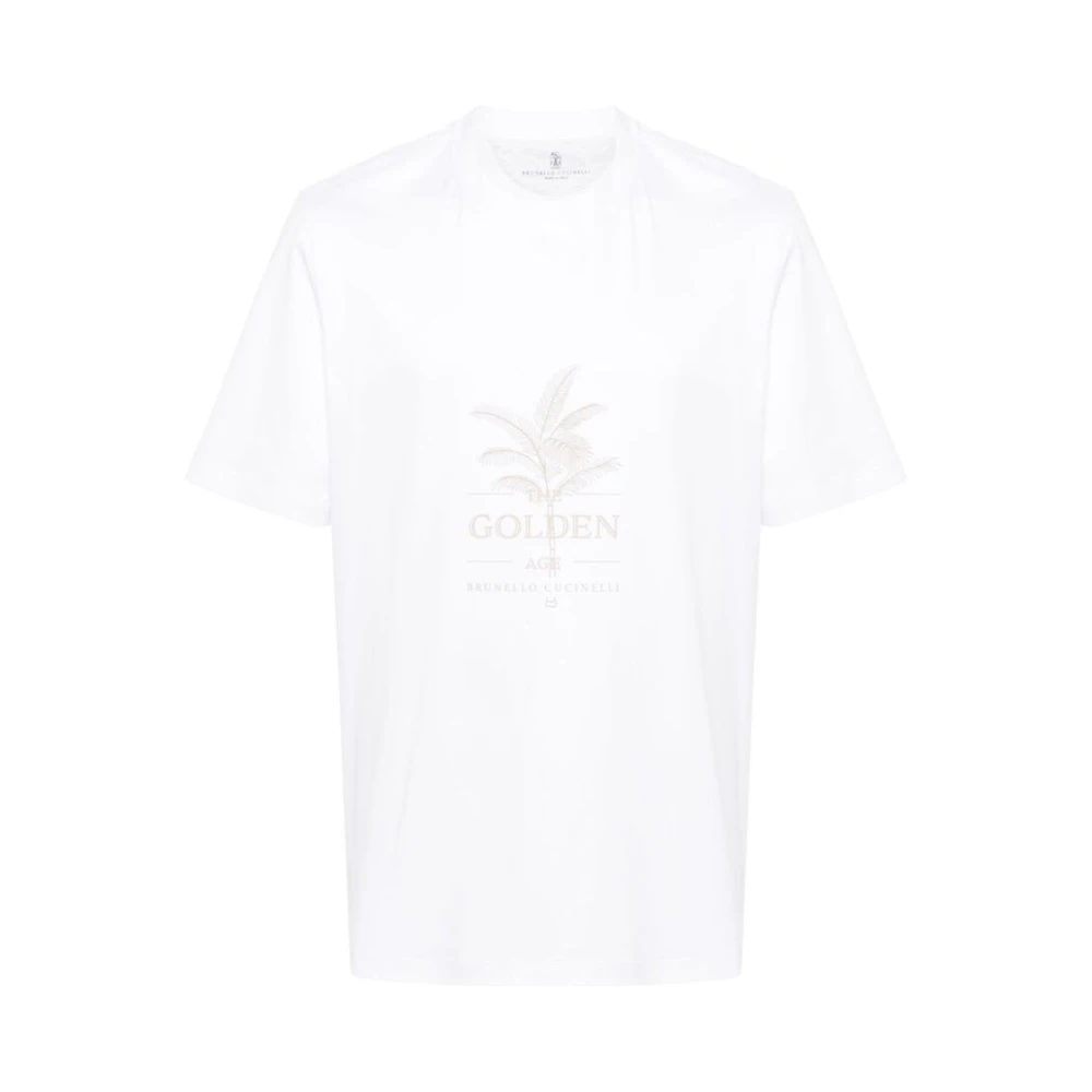 BRUNELLO CUCINELLI Katoenen T-shirt met Grafische Print White Heren