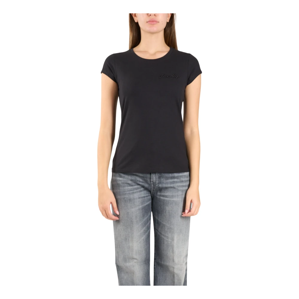 Dondup Geborduurd logo katoenen jersey t-shirt Black Dames