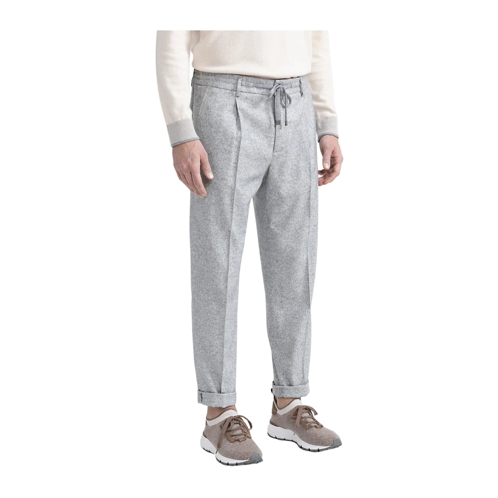 PESERICO Wollen zijden en kasjmier tweed joggingbroek Gray Heren