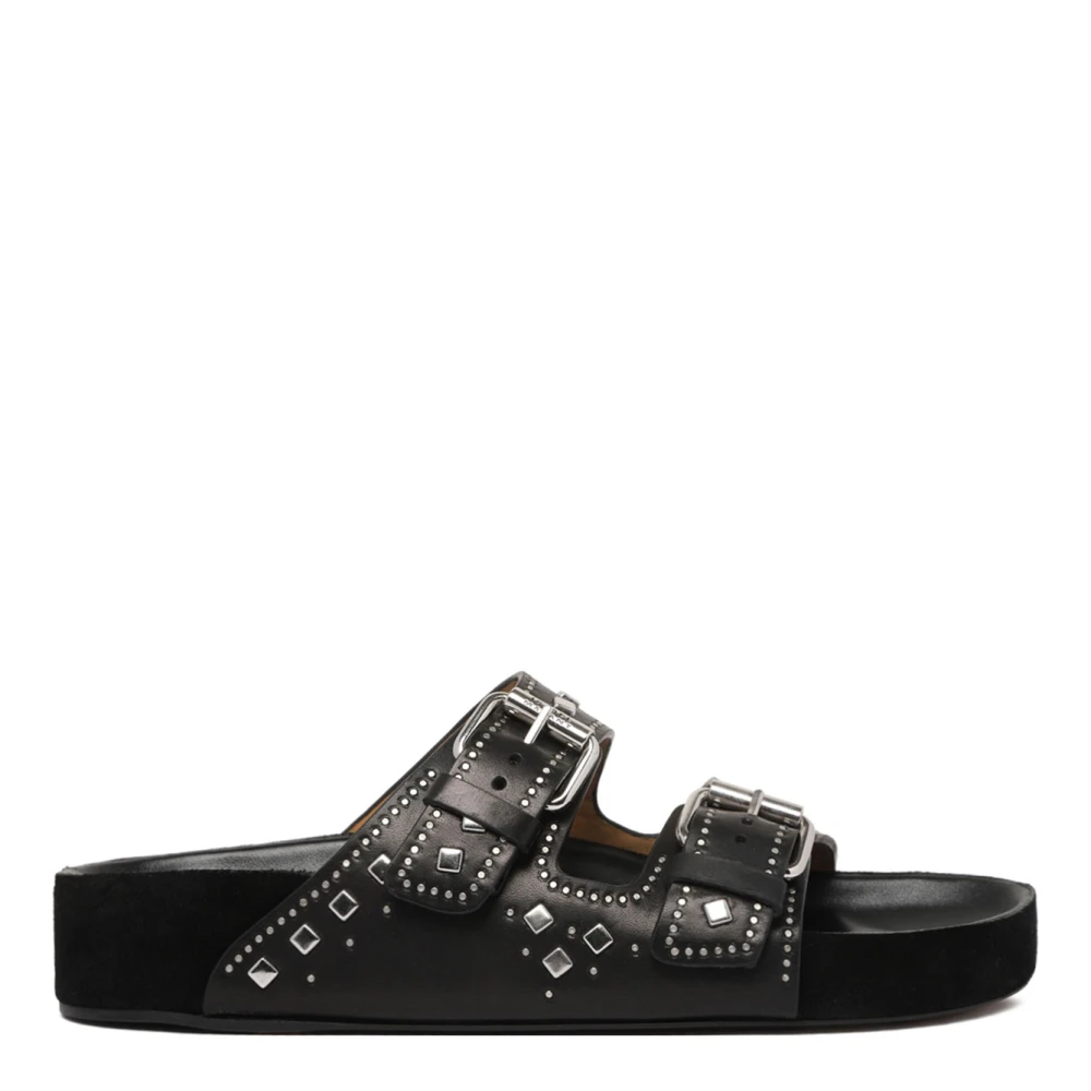 Isabel Marant Women's Black Lennyo Sandals With Stud Detailing - Sliders - 5 Uk - Shoes