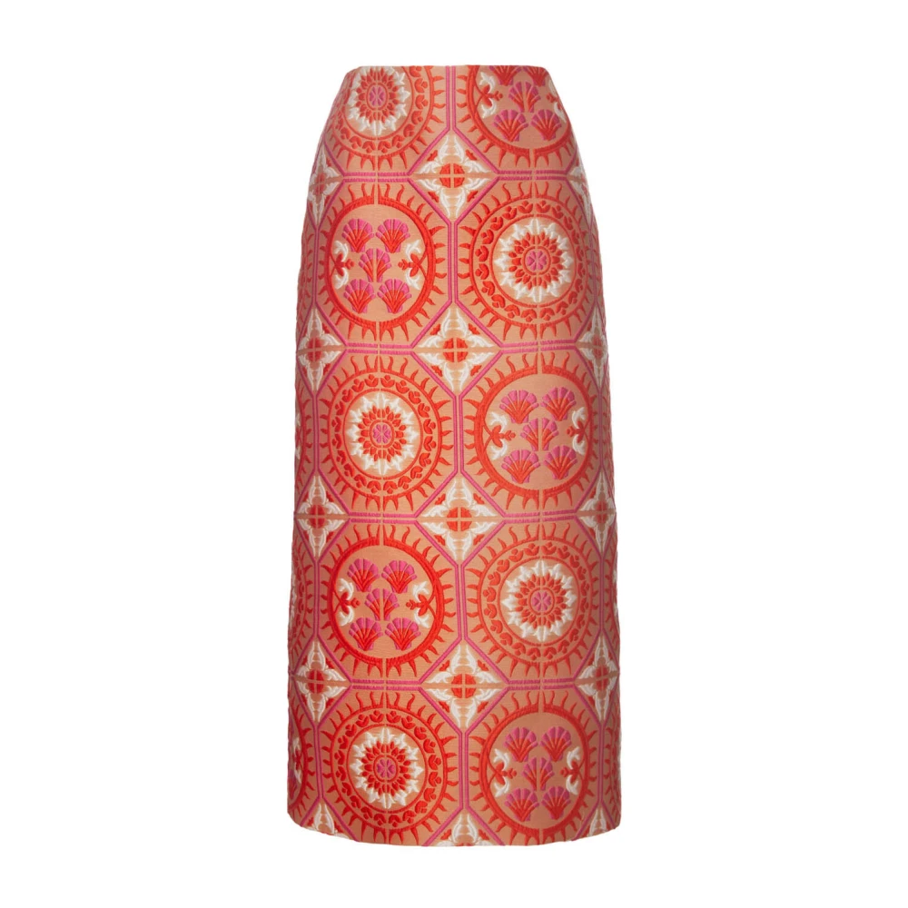 La DoubleJ Zon Jacquard Potlood Rok Orange Dames