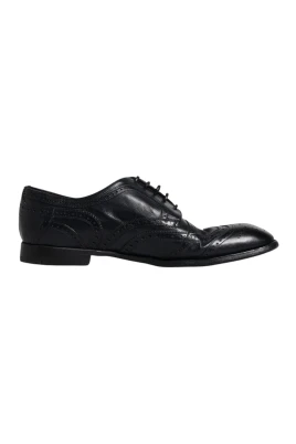 Svarta Läder Wingtip Formella Skor