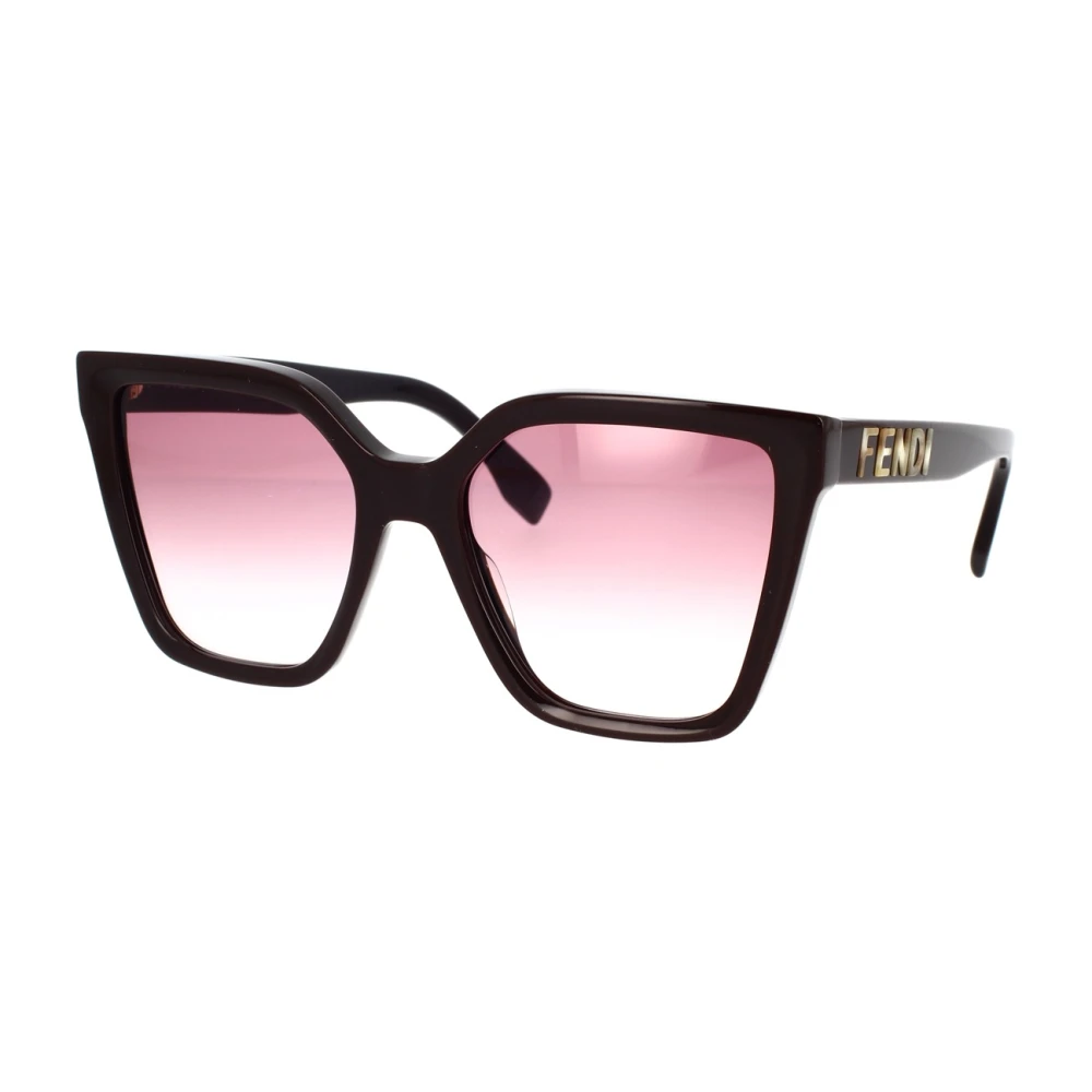Fendi Glamorösa geometriska solglasögon med mörkbrun ram och gråa linser Brown, Dam