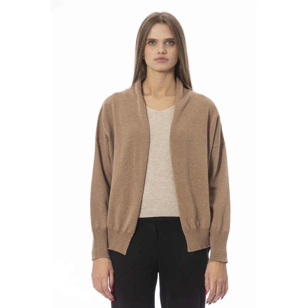 Baldinini Trendy Cardigan met Metalen Monogram Beige Dames
