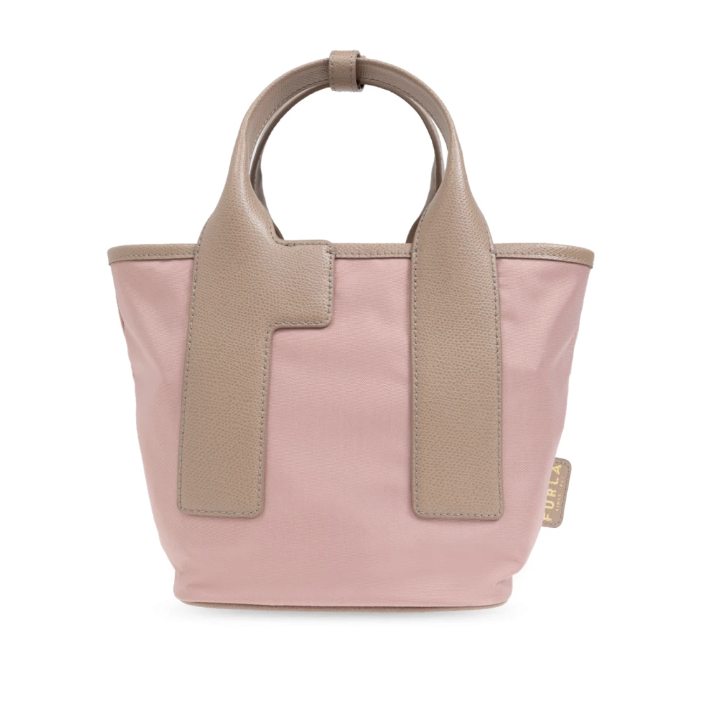 Furla Nylon Tote met Leren Details Pink Dames