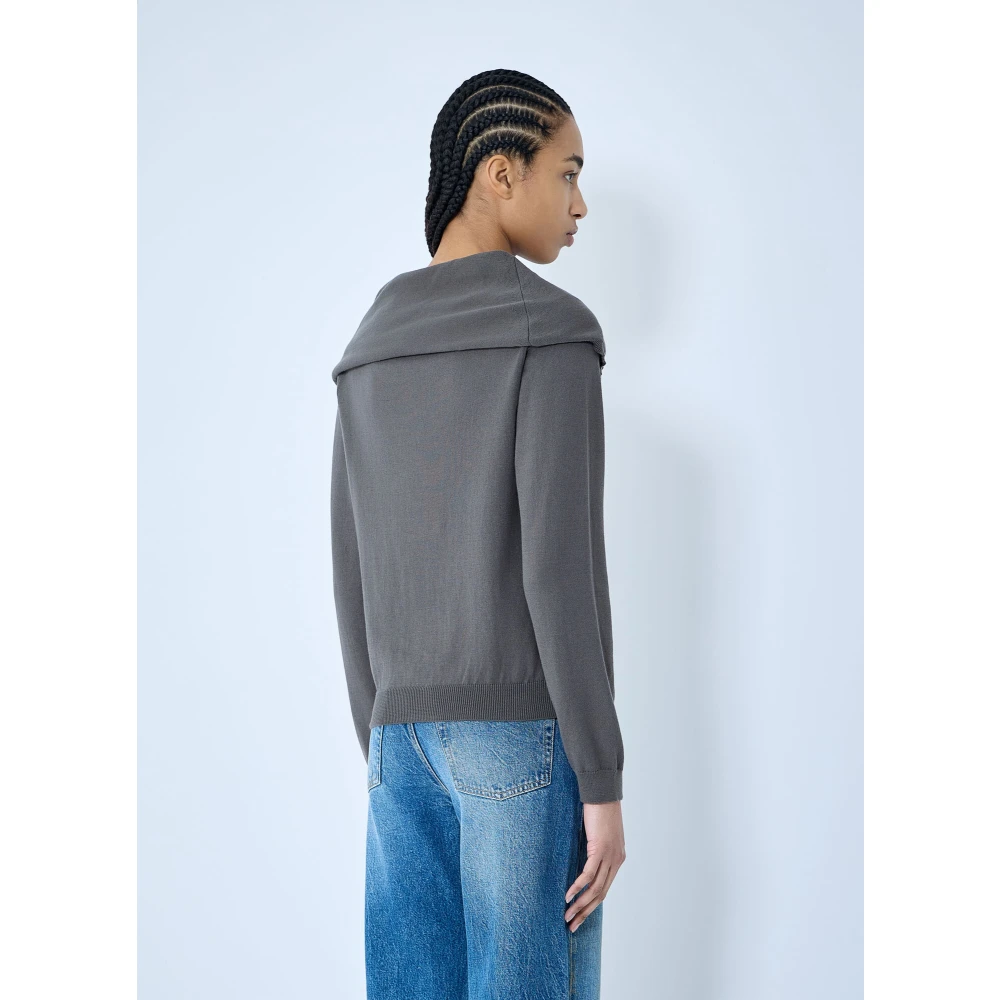 Our Legacy Gebreide Open Cardigan met Omslagkraag Gray Dames