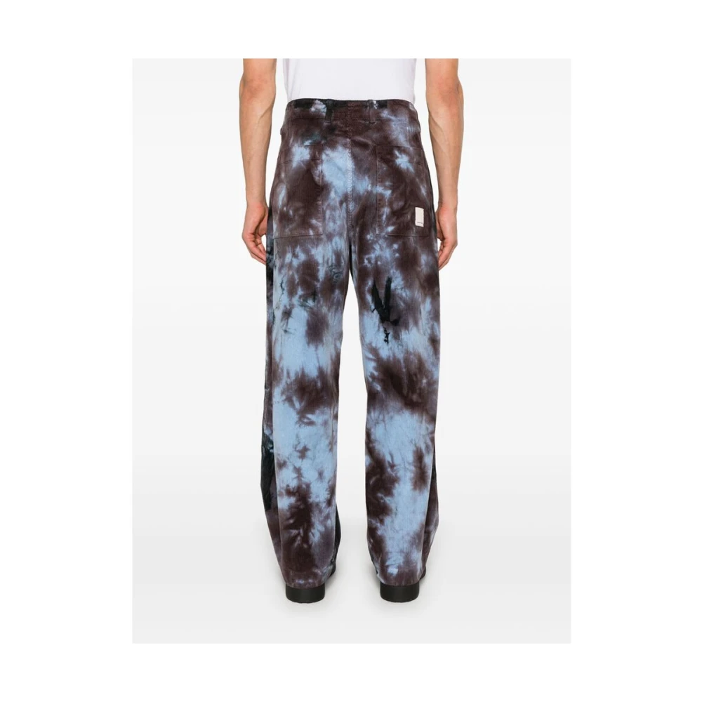 Emporio Armani Tie-Dye Ribfluwelen Broek Blue Heren