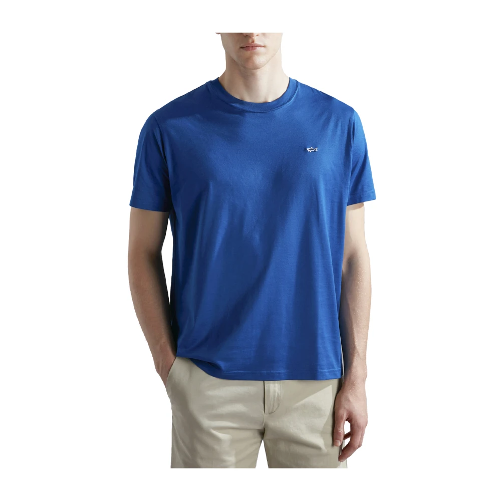 PAUL & SHARK Blauw Katoenen T-shirt Korte Mouwen Regular Fit Blue Heren