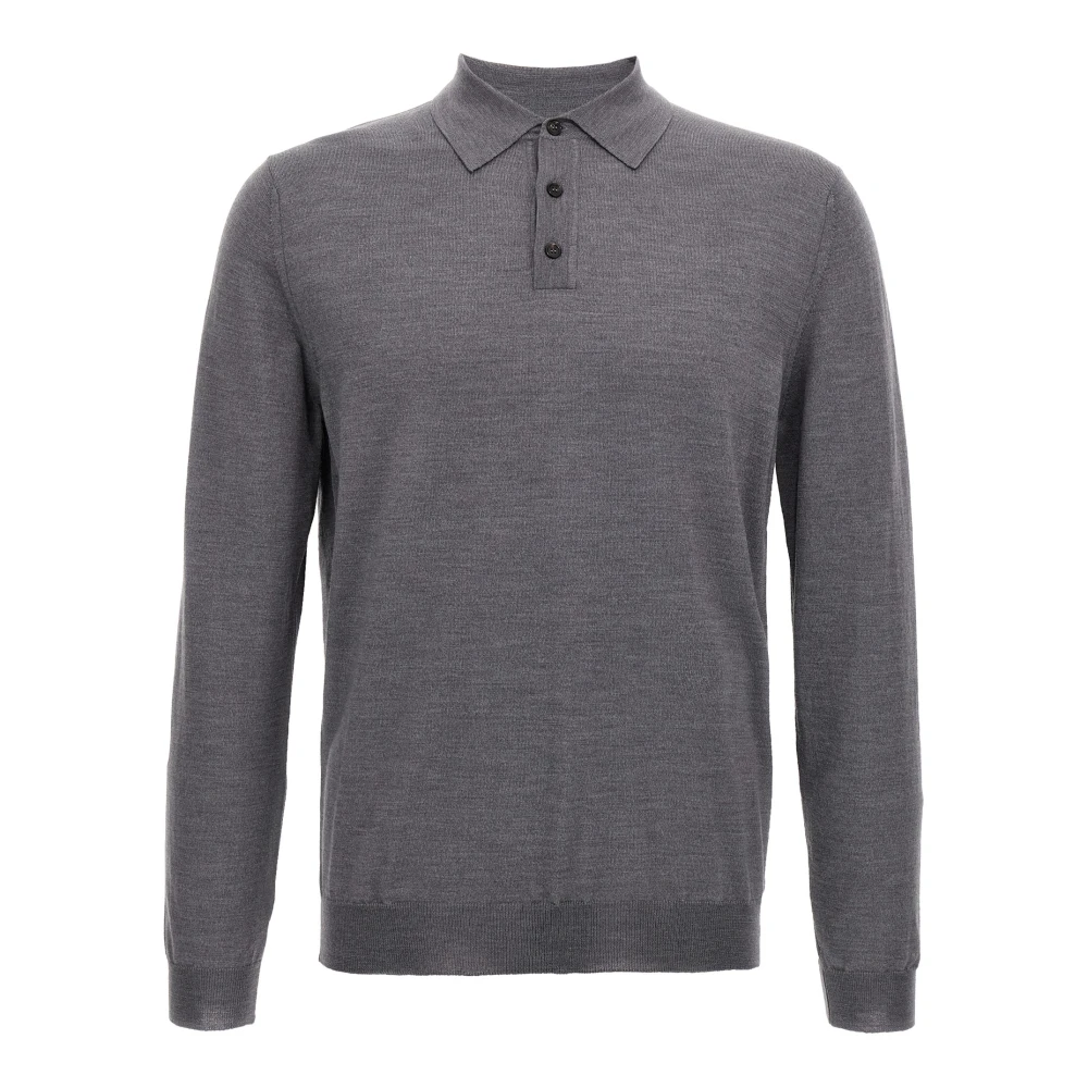Zanone Men's Gray Polo Shirts, Xl, Virgin Wool Polo Shirt