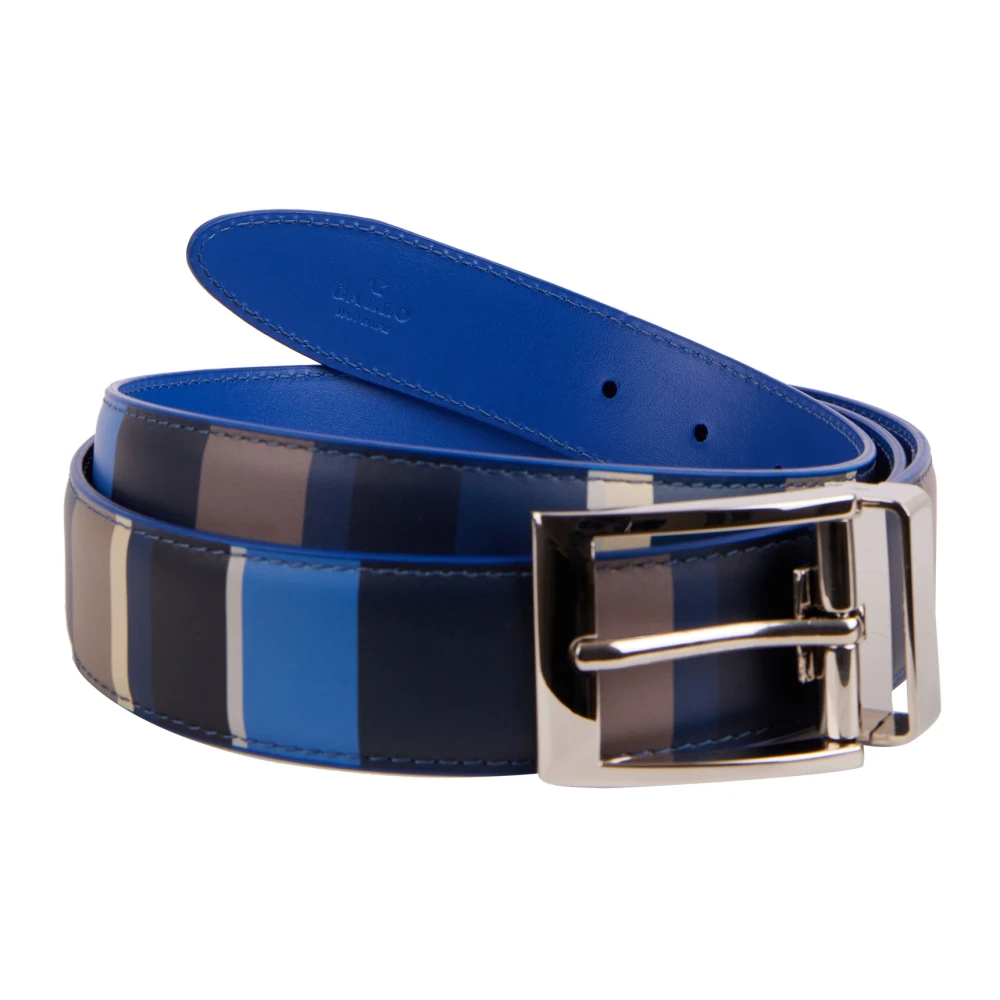 Gallo Unisex blauwe lengteverstelbare gladde riem met veelkleurige strepen Multicolor Unisex