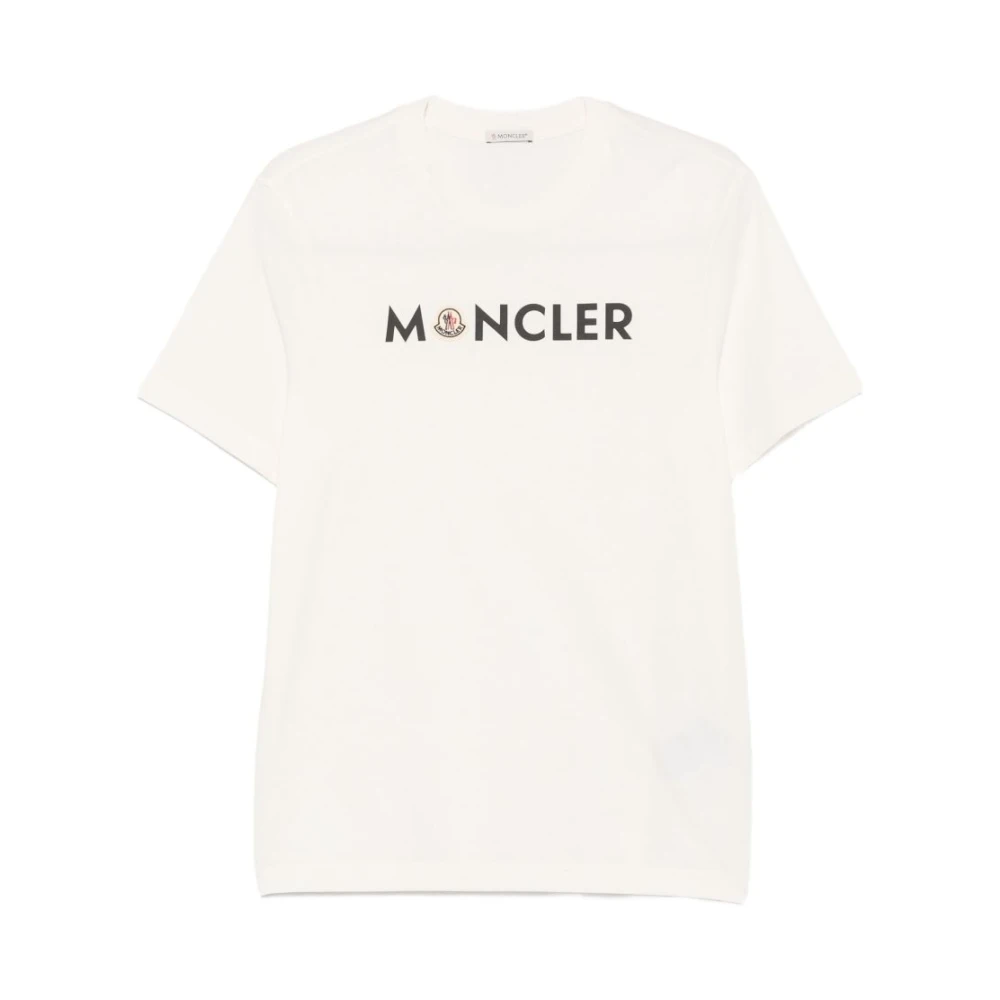 Moncler Logo Cotton T-Shirt - Male - T-Shirts - White - L - Tops