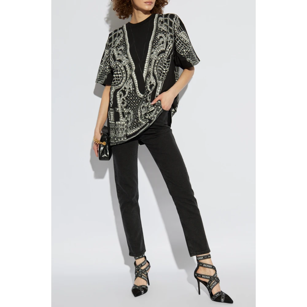 Balmain Oversized t-shirt met print Black Dames