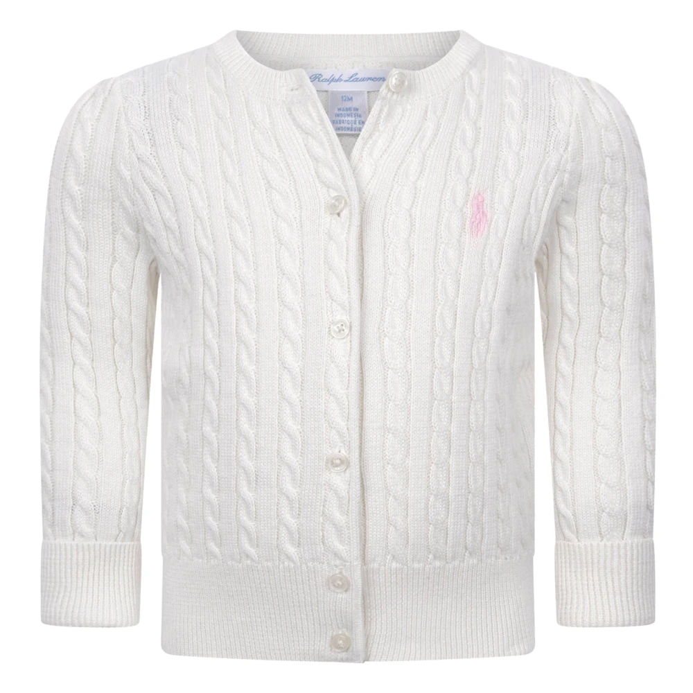 Ralph Lauren Girls Beige Kids Cardigans, 18 M, Baby Mini Cable Knit Cardigan In Ivory