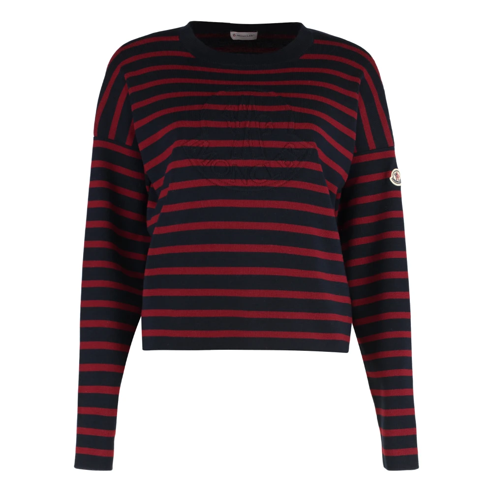 Moncler Multicolor Round-Neck Knitwear, Female, Xs, Striped Wool Crew-Neck Jumper