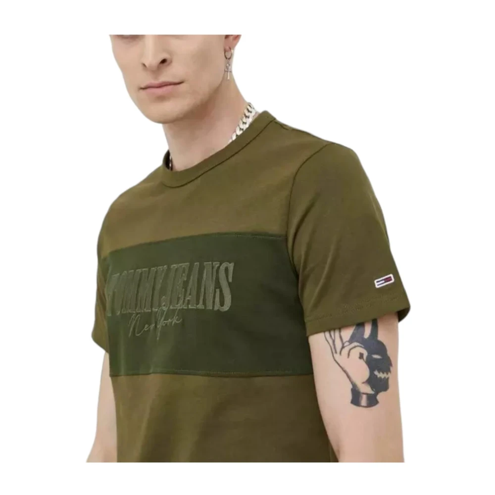 Tommy Hilfiger Casual Moderne T-shirt met Kleurblok Ontwerp Green Heren