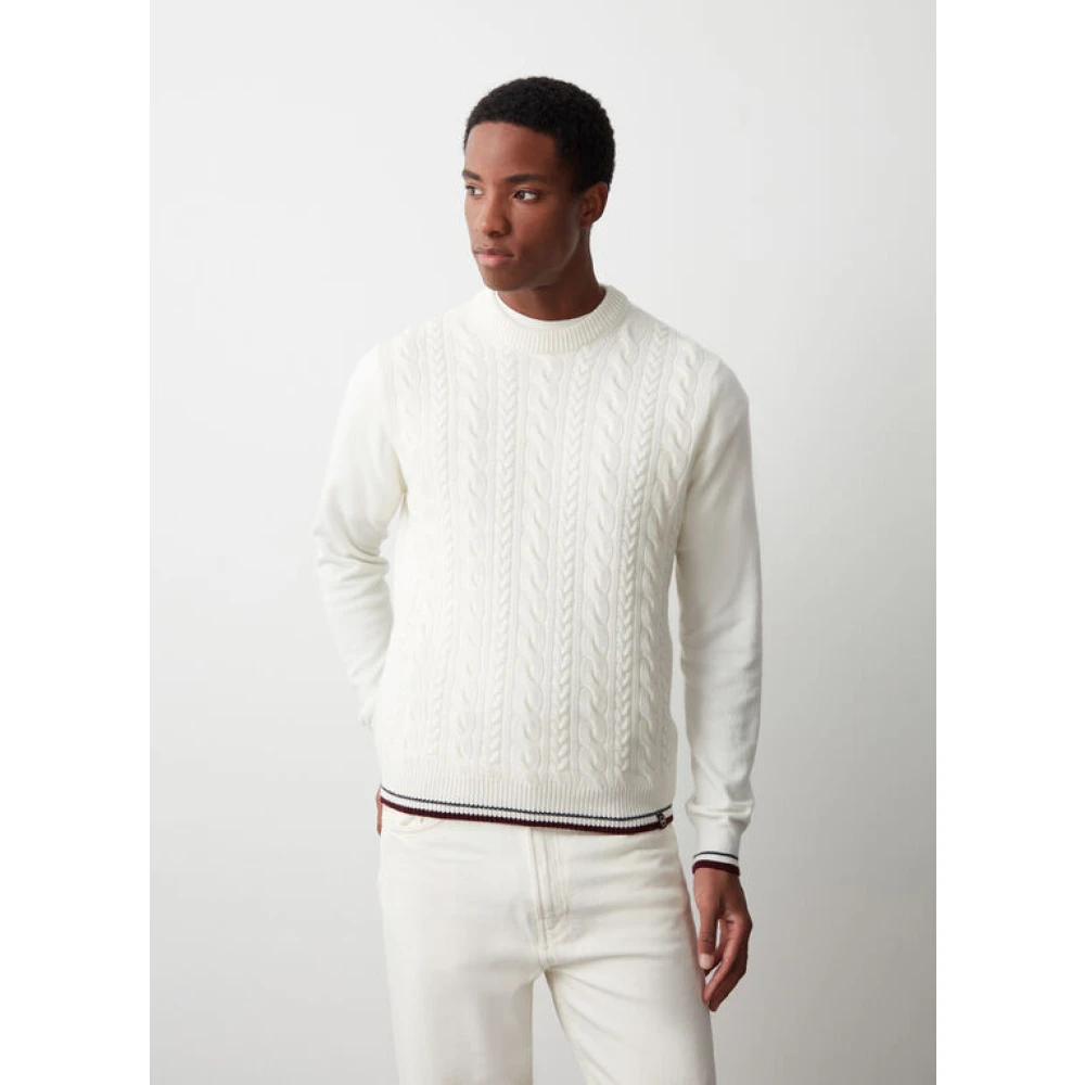 Colmar Witte Trui met Gevlochten Voorkant White Heren