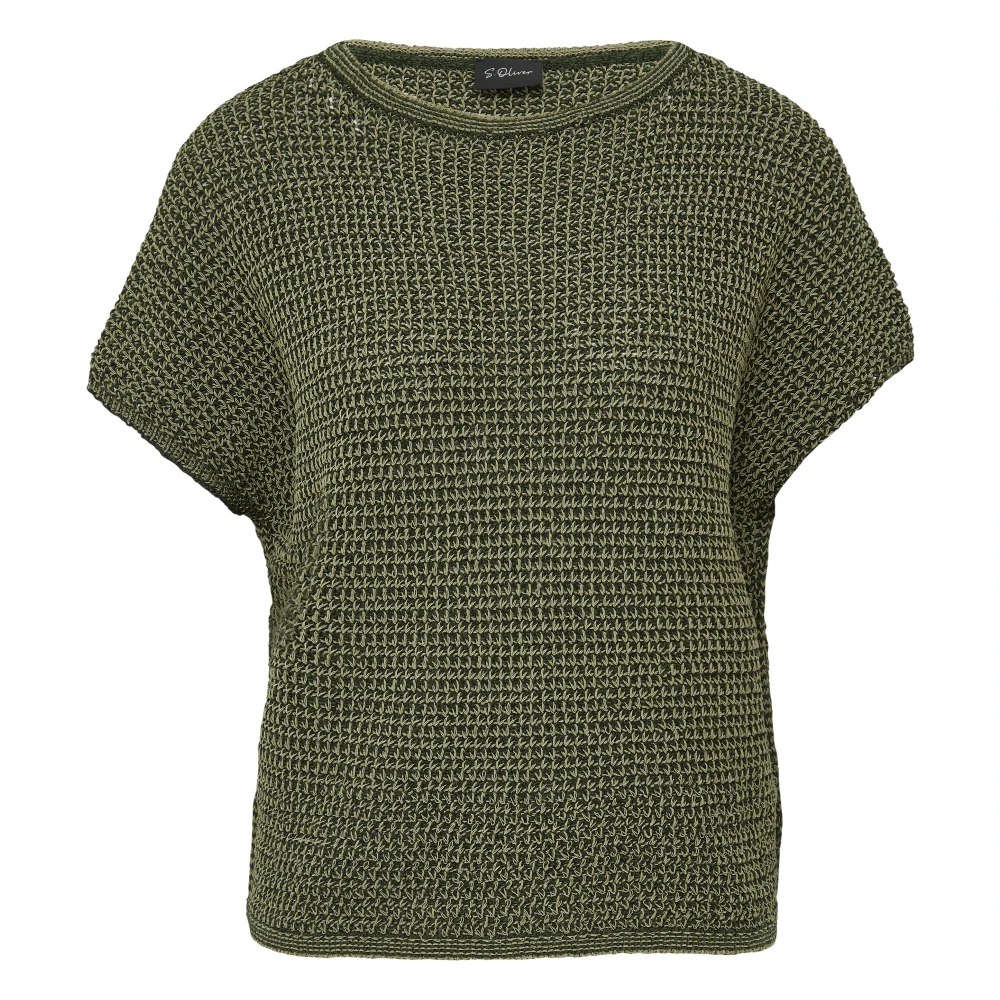 s.Oliver Mouwloze Gebreide Trui Loose Fit Green Dames
