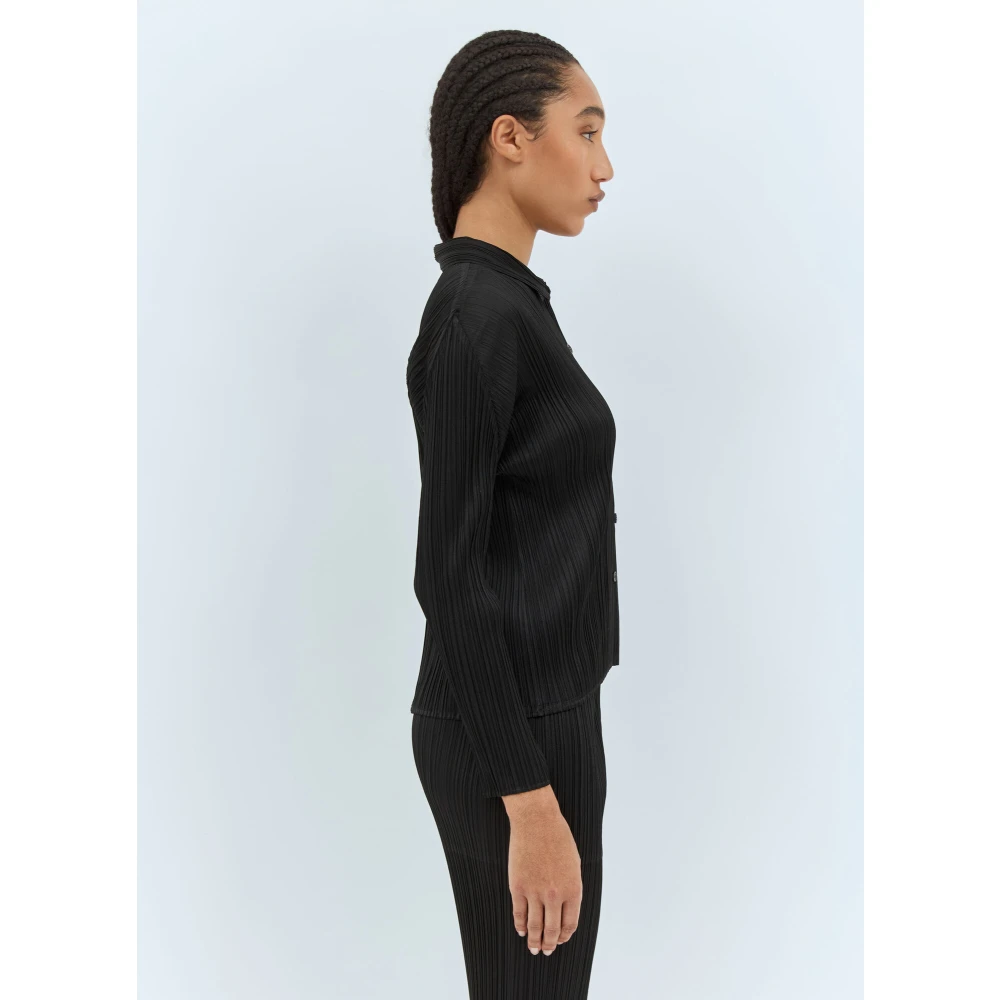 Issey Miyake Geplooide Overhemd met Lange Mouwen Black Dames