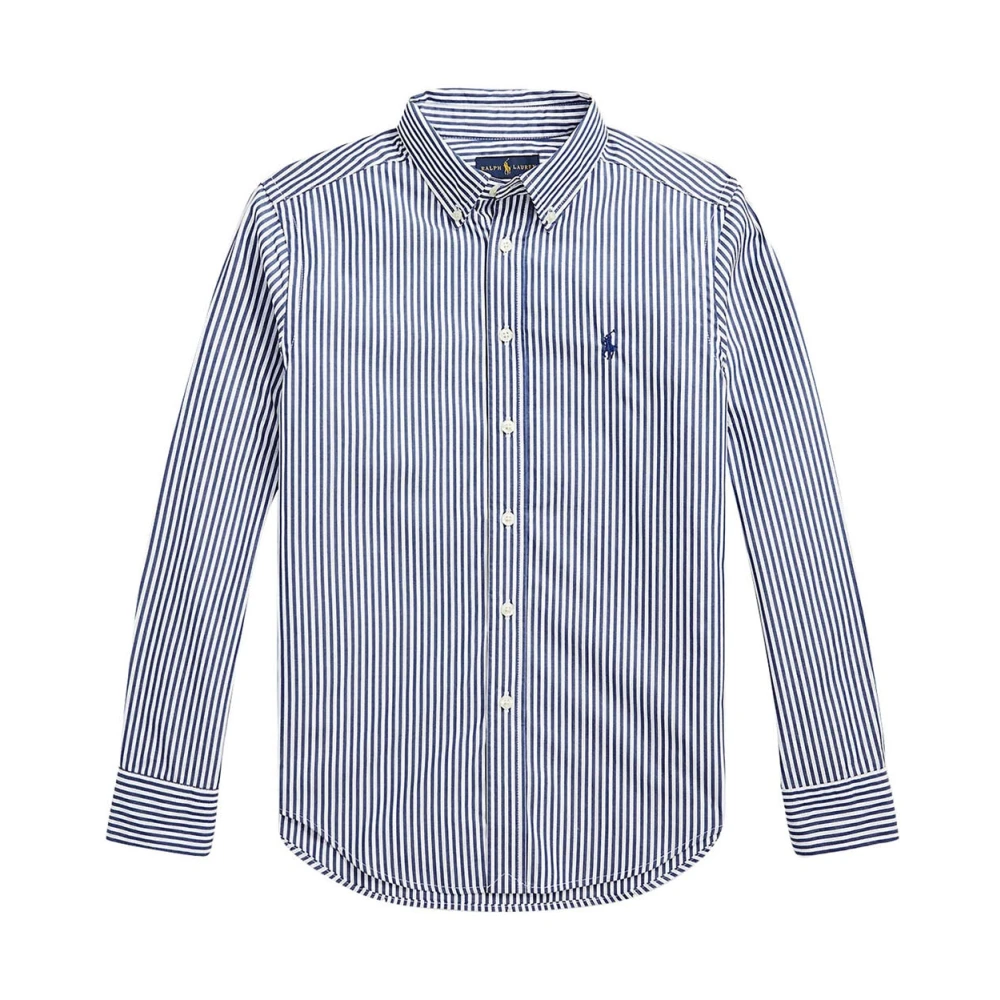Ralph Lauren Blue Kids Shirts, Male, 5 Y, Striped Cotton Poplin Shirt