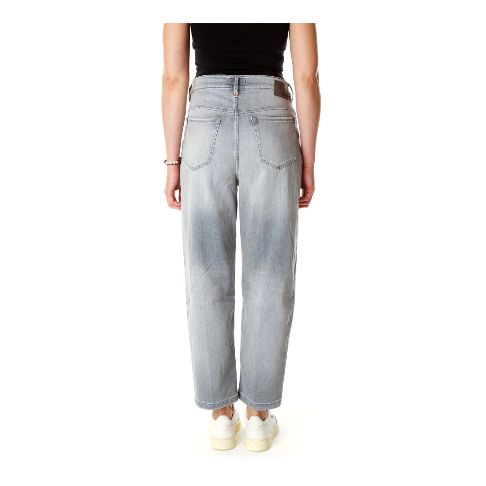 drykorn Cropped Tapered Fit Mid Waist Jeans Gray Dames