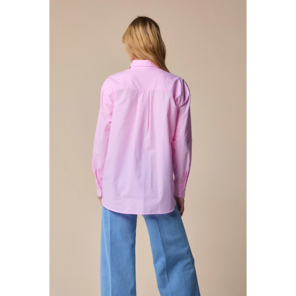 Kocca Gestreepte roze shirt met lange mouwen Purple Dames