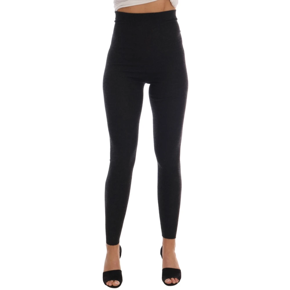 Dolce & Gabbana , Leggings, Female, Gray, M, Gray Cashmere Ribbed Stretch Tights - Image 3