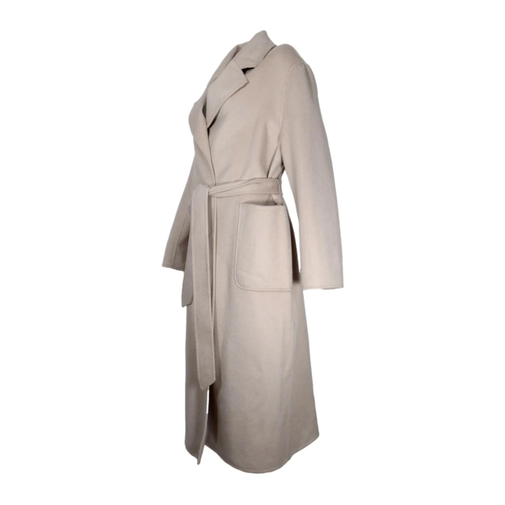 Kaos Elegante Ivoor Wollen Jas Beige Dames