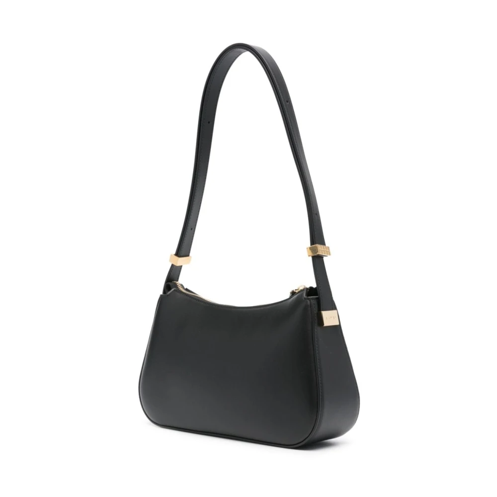 Lanvin Zwarte Lamsschouder Tas met Logo Black Dames